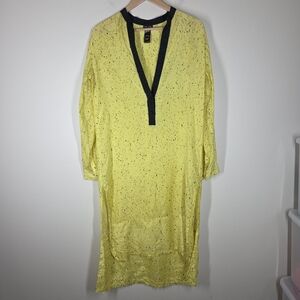Proenza Schouler Lemon Yellow Splatter Fringe Shirt Dress Cover Up Cotton Silk S